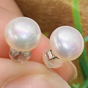 Pendientes de perlas de agua dulce: Plata de ley 925, perlas AAA de 7 mm