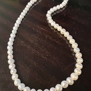 Genuine Freshwater Pearl Necklace in Sterling Silver, off Round Fresh Water Pearl Necklace, Men or Women Unisex, Bridal wedding jewelry N210