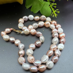 Freshwater Pearl Necklace 16-20" Multi baroque Corn Pearl natural pink peach Champagne lavender nugget pearl necklace----Honora Style N155