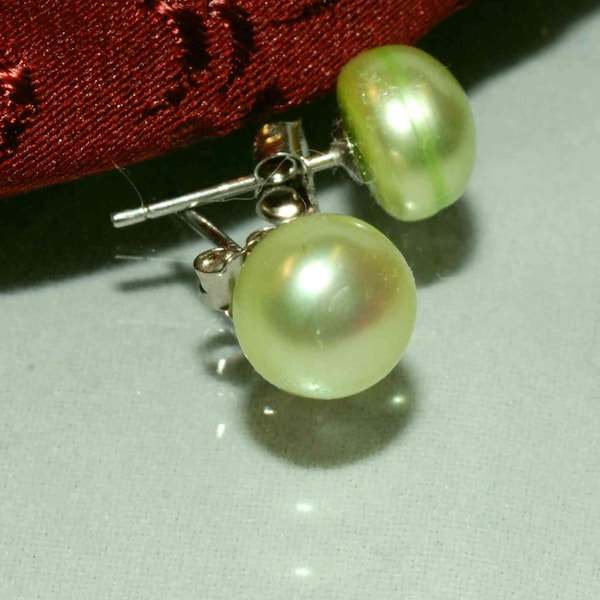 Freshwater Pearl Earring Grass Green Corn Pearl Sterling Silver Earring Classic Bridal Wedding Honora Jewelry Free shipping E371