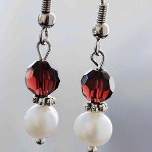 Mulberry Crystal & Freshwater Pearl Earrings: Tibet Silver Dangle