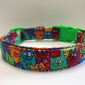 Colorful Cats Dog Collar Size XS, S, M or L