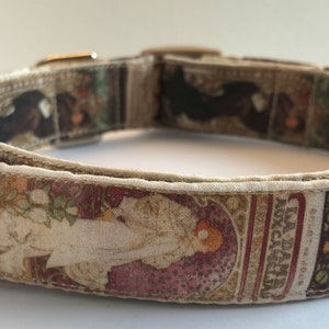 Art Deco Alphonse Mucha Dog Collar Size XS, S, M or L