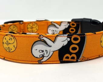 Boo! Friendly Ghost Dog Collar Size XS, S, M, L or XL