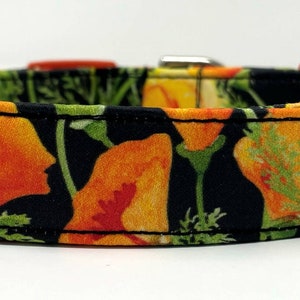 California Poppy Dog Collar Size XS, S, M, L or XL