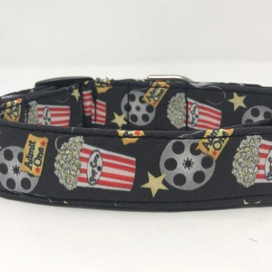 Popcorn and Movies Dog Collar Size XS, S, M, L or XL