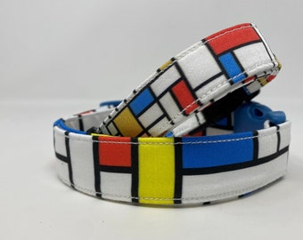 Piet Mondrian Artist Dog Collar Size XS, S, M, L or XL