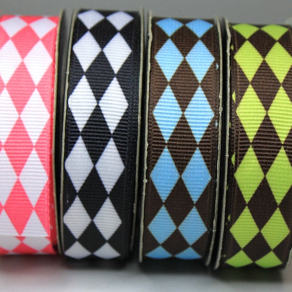 Harlequin Ribbon 3/4" Dog Collar Size XS, S, M, L