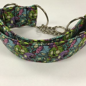 Zombie Pile Martingale or Adjustable Dog Collar Size M, L or XL