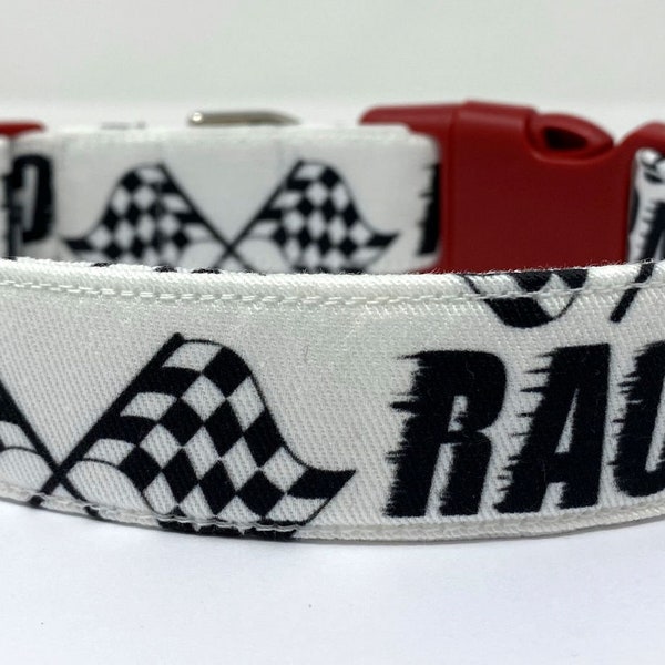 Checkered Flag Racing Dog Collar Size XS, S, M, L