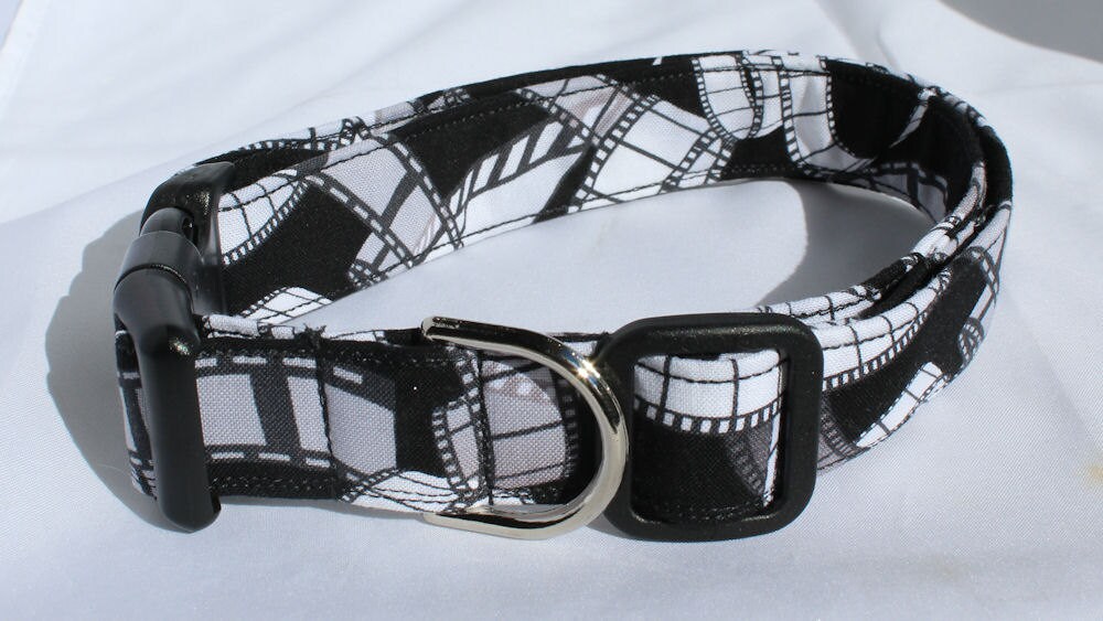 L M Film Strip Movie Dog Collar Film Noir Size XS S