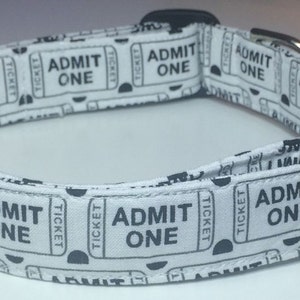Admit One Movie Ticket Dog Collar  Size XS, S, M, L