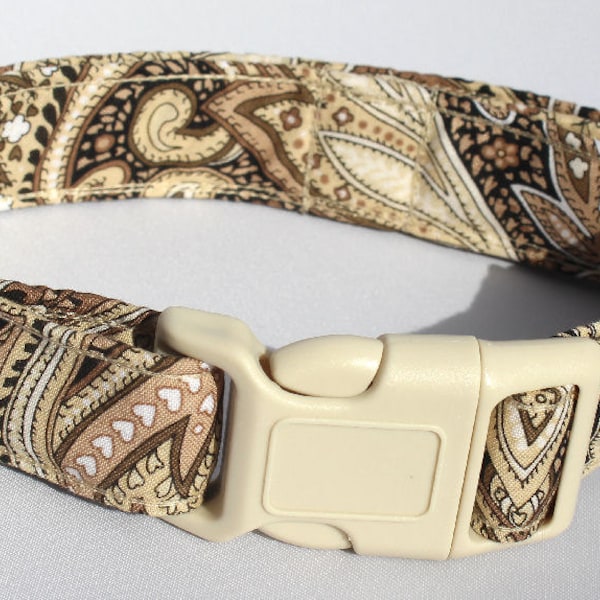 Brown Paisley Dog Collar Size XS, S, M or L