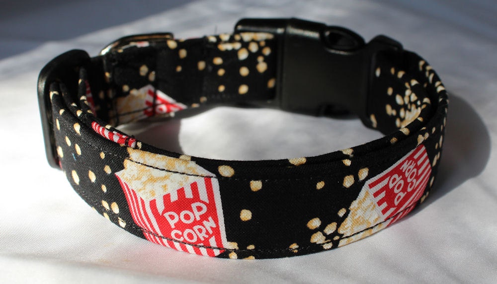 Popcorn and a Movie Dog Collar Size Medium Etsy