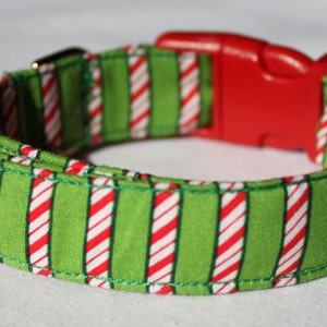 Candy Cane Stripe Christmas Dog Collar Size XS, S, M or L