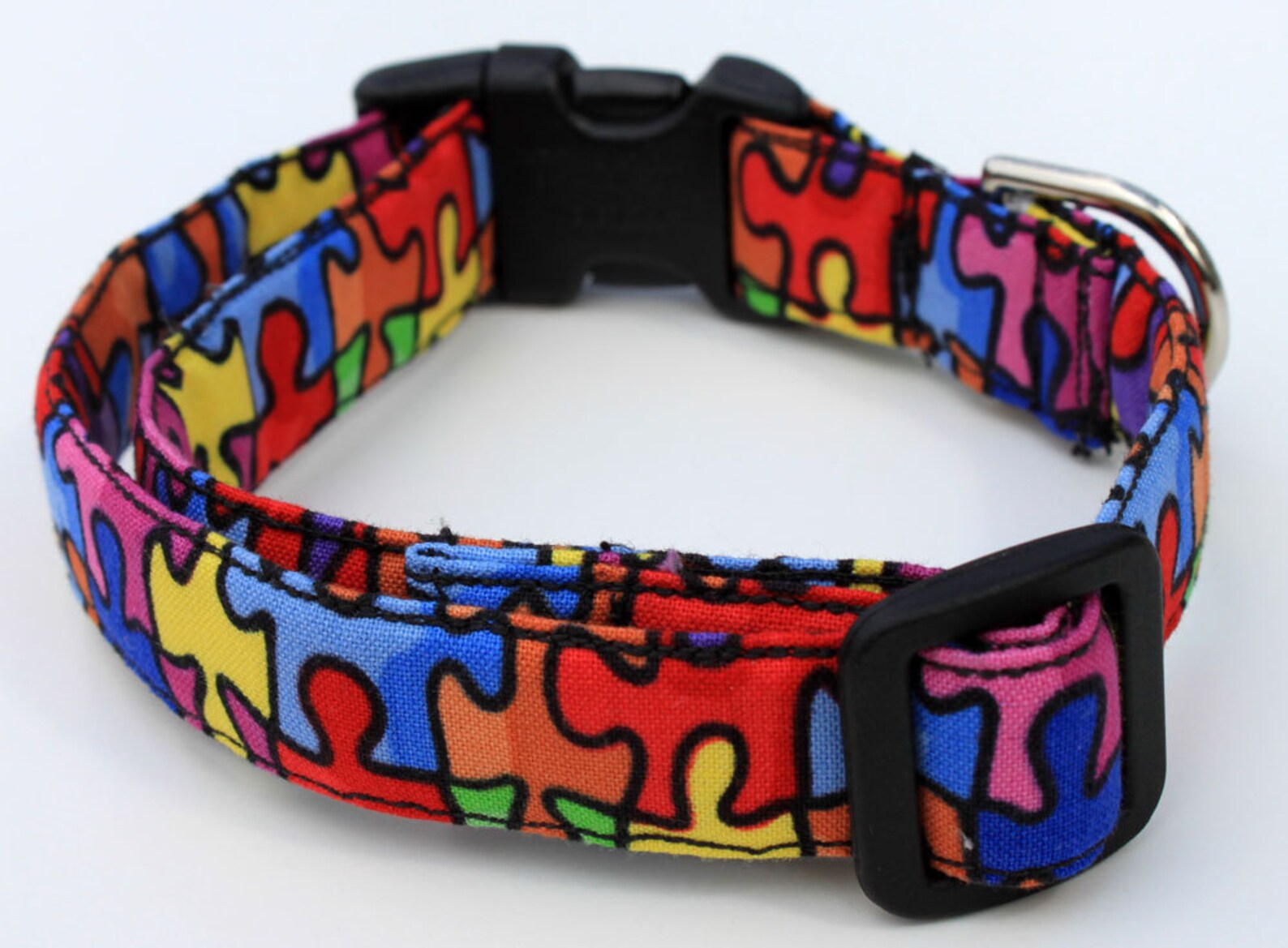 Puzzle Pieces Colorful Dog Collar Size Small Etsy