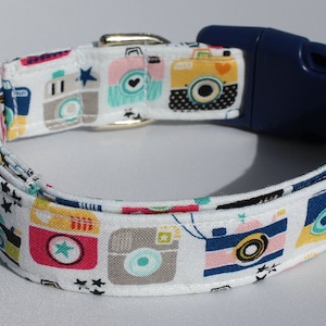 Pug Shot - Retro Camera Dog Collar Size XS, S, M, L