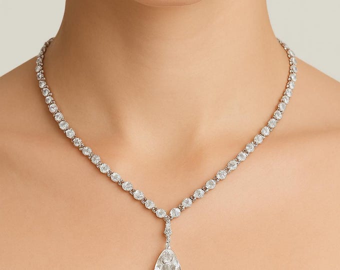 59.1ct Pear & Marquise + 8ct Pear Diamond Drop Necklace in 18K White Gold | 67.39ct Natural F/VS1 Diamonds Certified Luxury Statement Choker