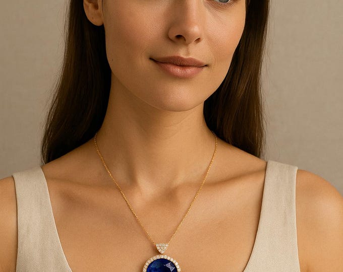 Tanzanite & Diamond Halo Pendant | Heart Motif Necklace | 14K Gold | December Birthstone | Anniversary Gift for Her anniversary gift