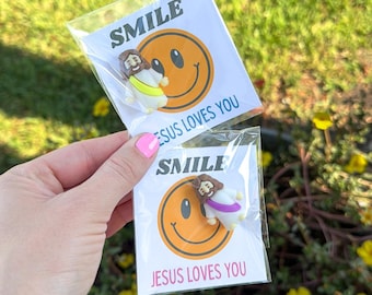Mini Jesus Figure Pocket Favor: Jesus Loves You Christian Token