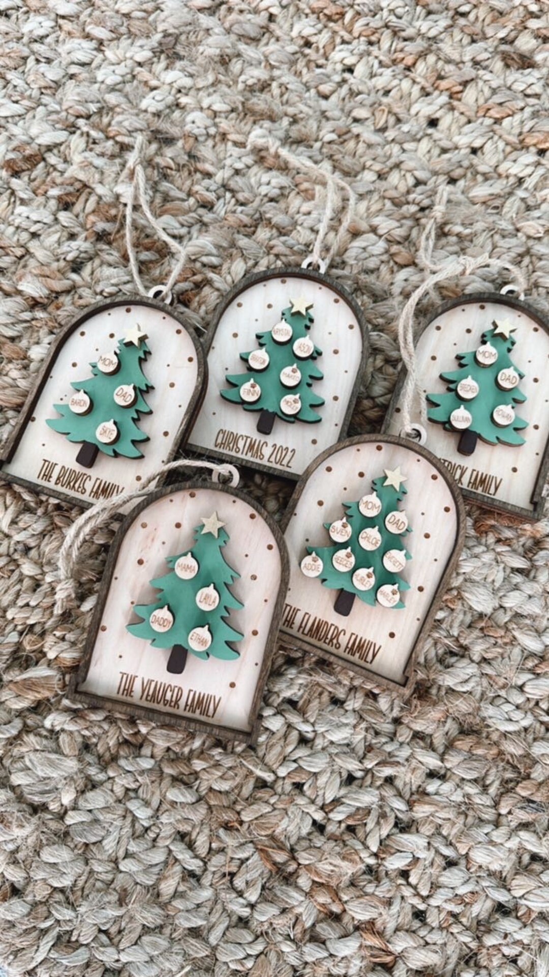 Christmas Tree Family Ornament Personalized Farmhouse Laser Cut Holiday