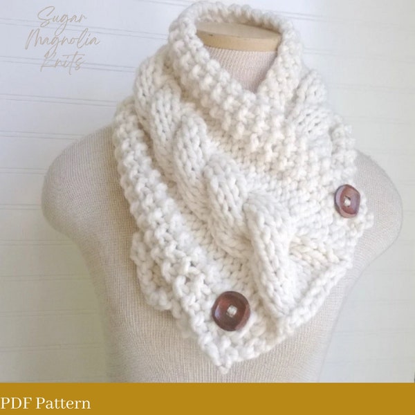 INSTANT DOWNLOAD Knitted Scarf Pattern Chunky Knit