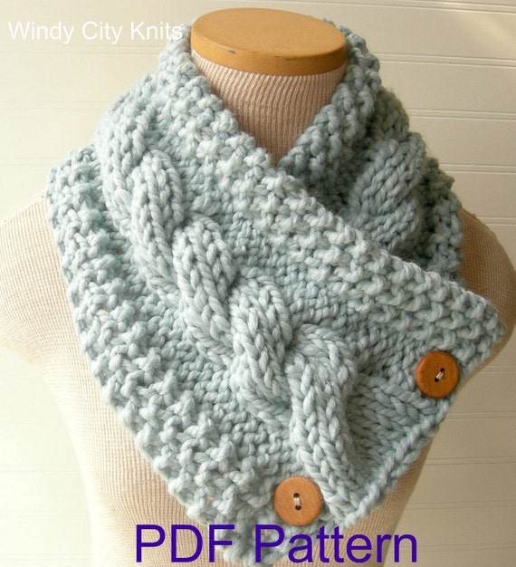 Instant Download Knitted Scarf Pattern Includes Free Pattern For Chunky Mitts