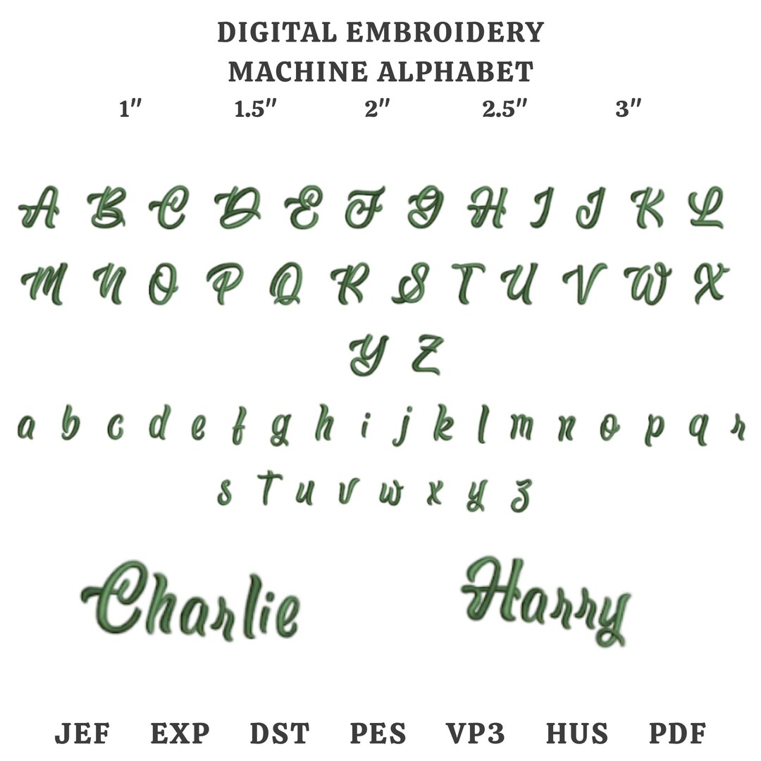 Modern Machine Embroidery Font, Monogram Script Alphabet, Satin Stitch ...