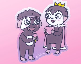 Summer Camp Island King and Puddle Couple -  Vinyl Waterproof STICKER Adorable Cute Aliens Love Kids Kawaii Pastel Animation Fanart