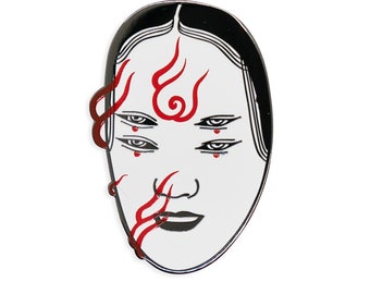 4 EYES - Japanese Tattoo Pin - Limited Edition Collaboration Monica Motta x Dokino - Beautful Face Four Eyes Tattoo Design - Feminine Ink