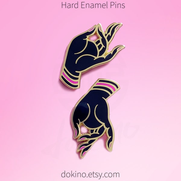 Modern Buddha HANDS Black Gold Hard Enamel 2 Pins Beautiful Asian Hand Pins Pair Buddhist Symbol Lapel Charm Gift Samsara Holy Bodhisattva