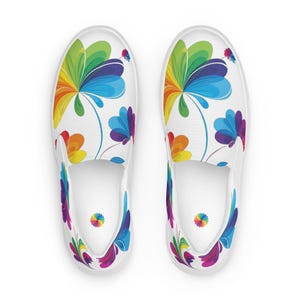 Rainbow Canvas Slip-On Shoes: Vibrant Festival Sneakers for Women