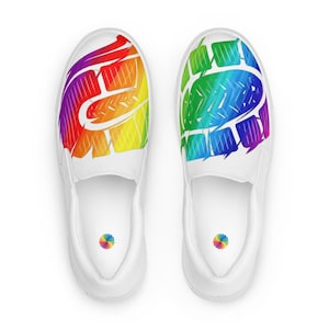 Rainbow Canvas Slip-On Shoes: Vibrant Festival Sneakers for Women
