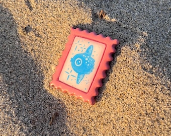 Starry Mola Mola Stamp — Handmade Clay Pin/Magnet