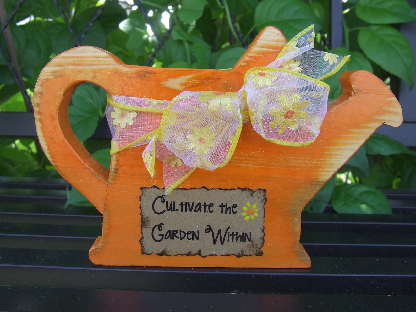 Wooden Watering Can Decorative Garden Shelf Sitter Garden Etsy