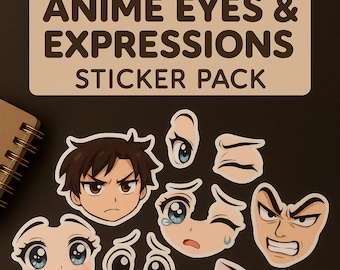 Anime Eyes & Expressions Sticker Pack | Kawaii Vinyl Stickers for Journals, Laptops, Water Bottles