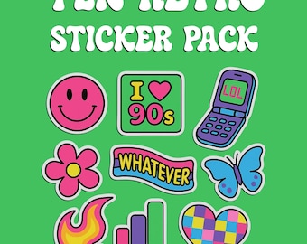 Y2K Retro Sticker Pack | Waterproof Vinyl, 90s Style