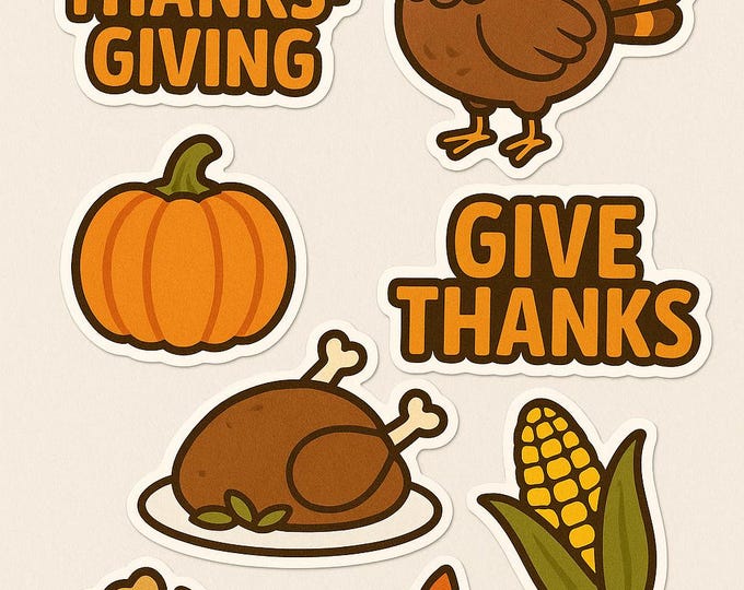 Thanksgiving Sticker Pack | Cozy Fall Harvest Vinyl Stickers for ...