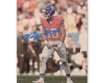 Bo Nix Autographed Canvas Print - Denver Broncos Fan Art