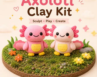 Axolotl Clay Kit for Kids | Air Dry Craft Modeling Activity