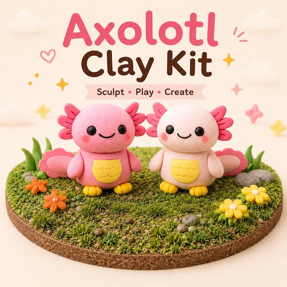 Axolotl Clay Kit for Kids | Air Dry Craft Modeling Activity - Etsy