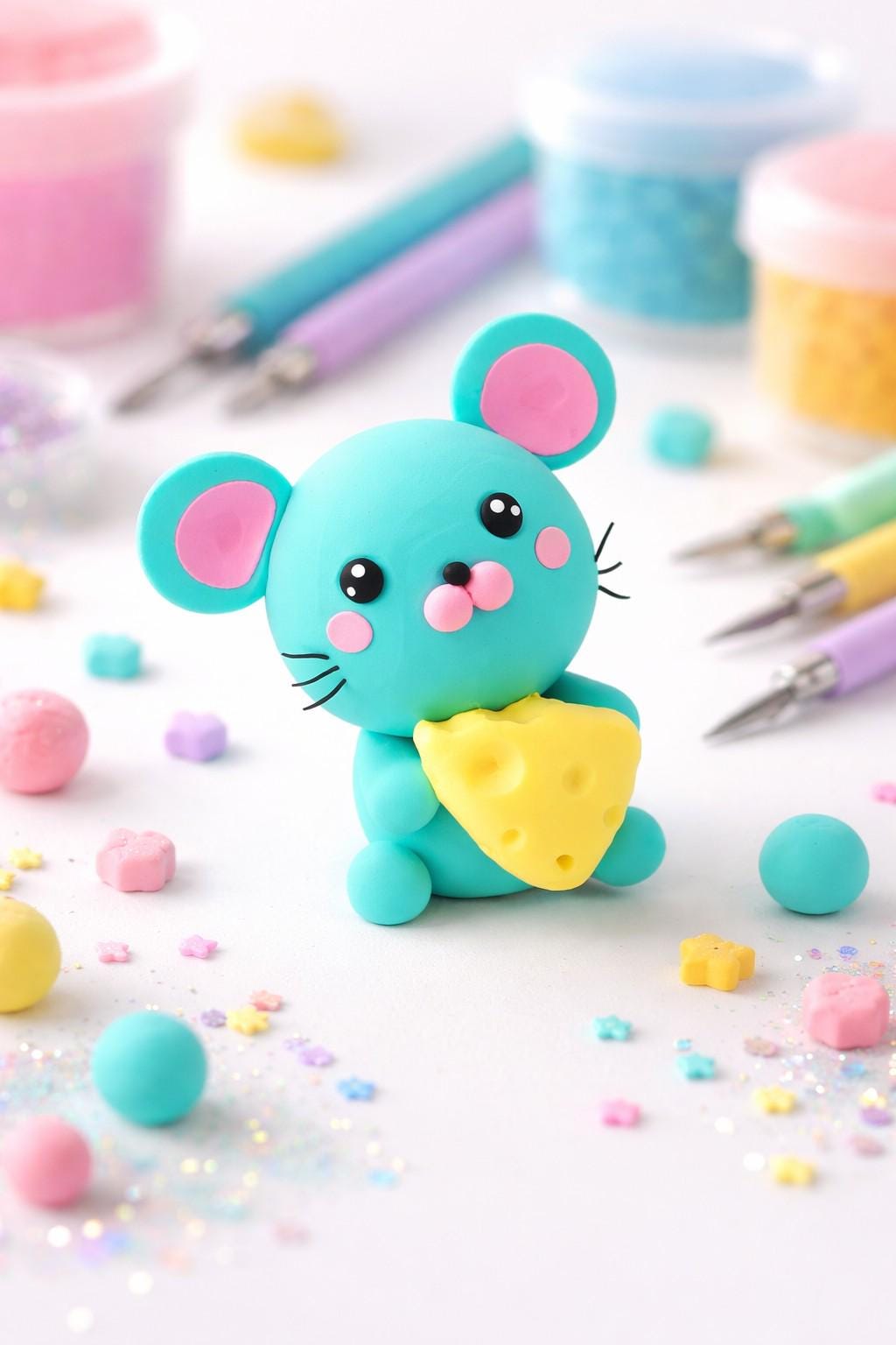 Air Dry Clay Fun DIY Clay Craft Kit Glue N Scissors Mochi the Mouse