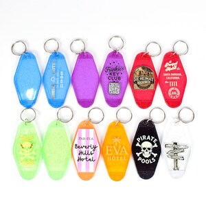 Custom Motel Hotel Keychains – Full-Color Print Vintage Key Tags, Personalized Fobs image 7