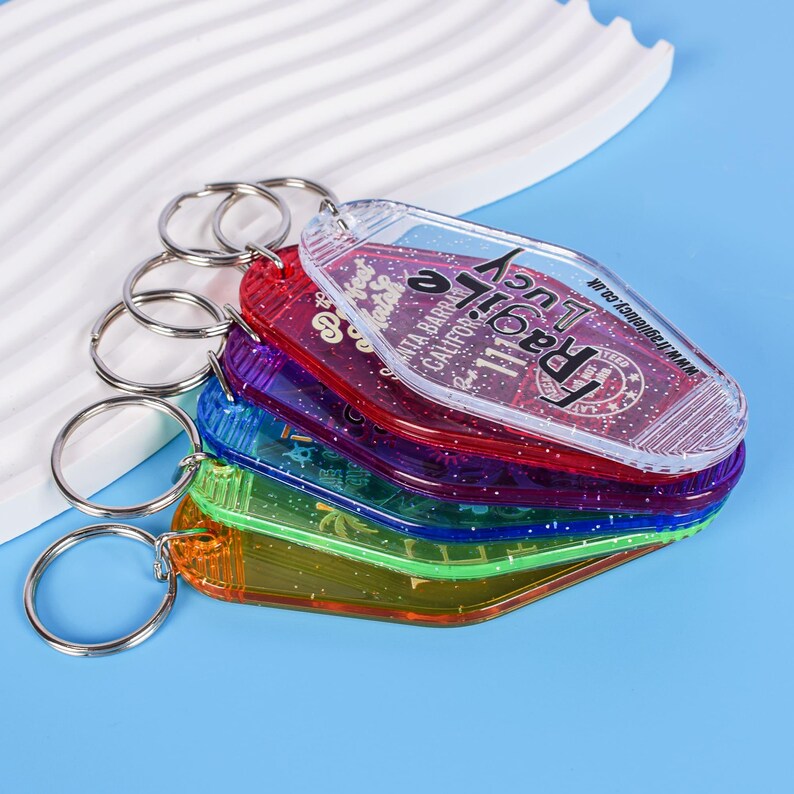 Custom Motel Hotel Keychains – Full-Color Print Vintage Key Tags, Personalized Fobs image 8