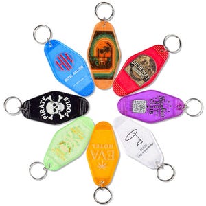 Custom Motel Hotel Keychains – Full-Color Print Vintage Key Tags, Personalized Fobs image 3