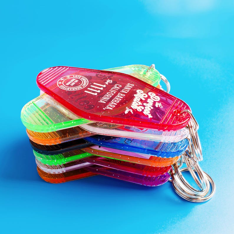 Custom Motel Hotel Keychains – Full-Color Print Vintage Key Tags, Personalized Fobs image 11