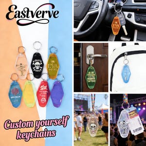 Custom Motel Hotel Keychains – Full-Color Print Vintage Key Tags, Personalized Fobs image 9