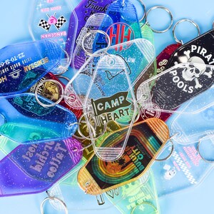 Custom Motel Hotel Keychains – Full-Color Print Vintage Key Tags, Personalized Fobs image 13