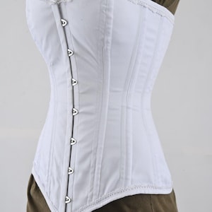 Corset Overbust Waist Trainer pour femmes en coton blanc désossé en acier