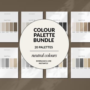 20 Ready-Made Neutral Color Palette Bundle With Hex Codes, Branding, Interior Design, Graphic Design, RGB, CMYK, PDF, Instant Download